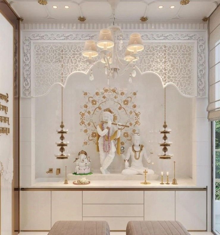 Luxury Mandir Interior Design in Gurgaon | Pooja Room Designers