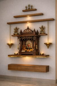 Wall-Mounted Wooden Mandir